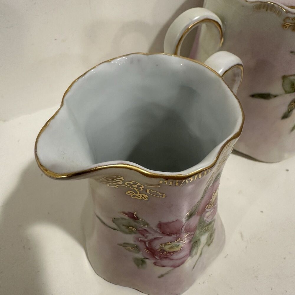 Hutschenreuther Germany Hand Painted Sugar & Creamer Set – Signed 1992 Floral - Picture 6 of 15